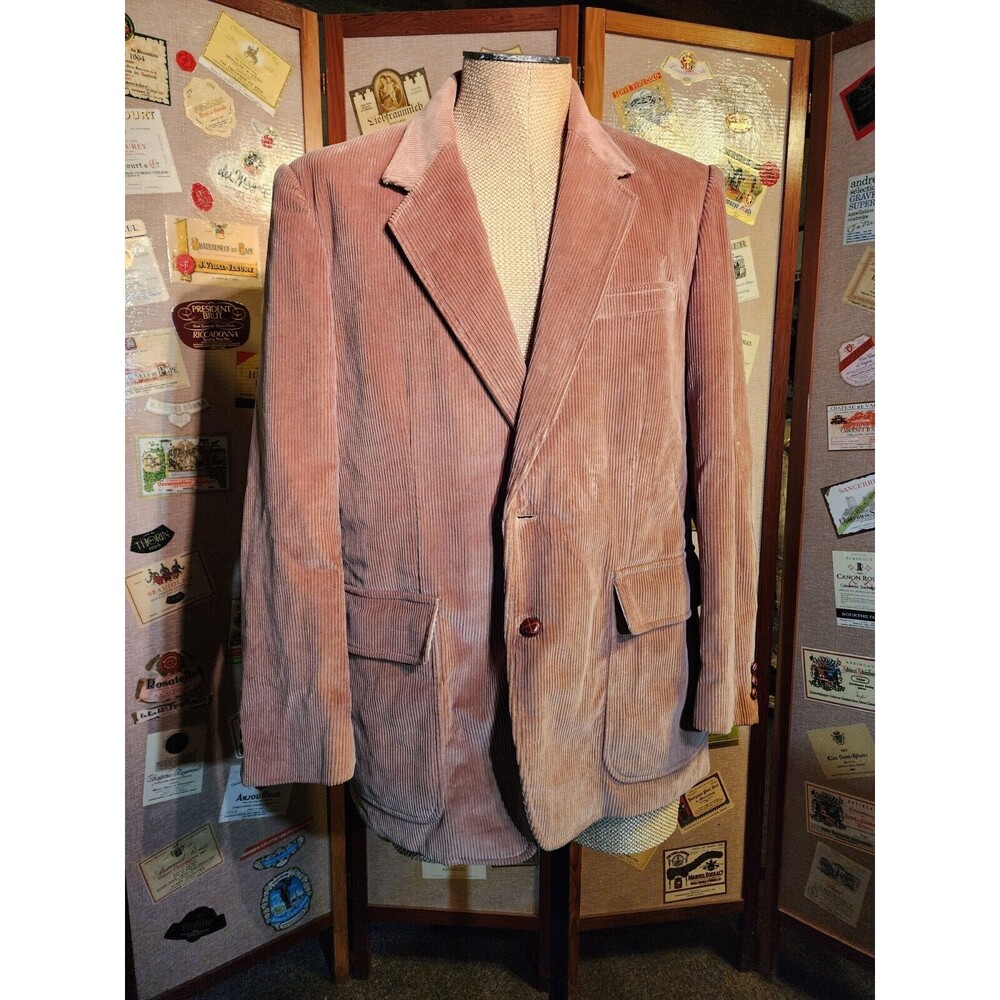 Mens 46R Corduroy with Elbow Patches Jacket Sport Coat Camel 6 Pockets